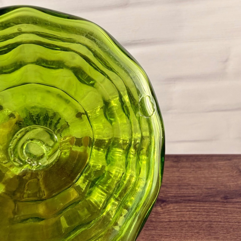 Blenko 64E Honeycomb Vase Olive Green Glass Mid Century Modern - Picture 8 of 8